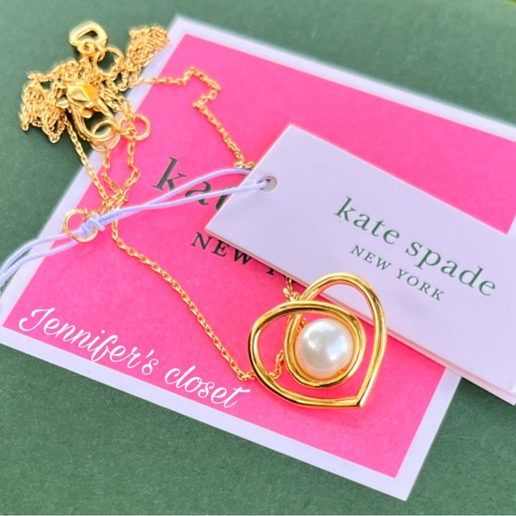 NWT ♠️ Kate Spade Pearl Heart Pendant Necklace - Picture 2 of 5